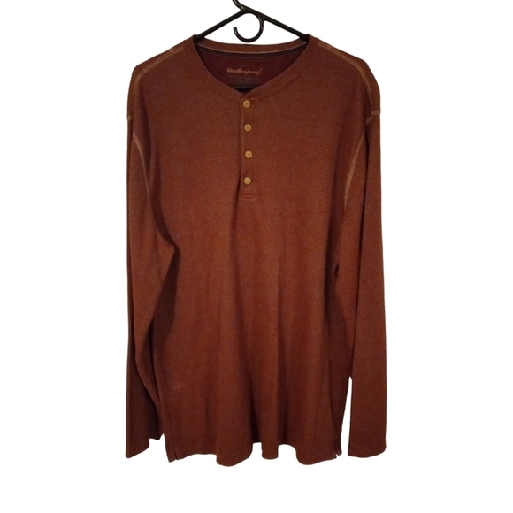 Weatherproof VintageThermal Reddish Brown Henley Style Long Sleeved Shirt XXL - Picture 1 of 10